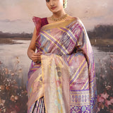 Multi-Color Kanjivaram Tissue Saree With Leheriya Pattern