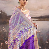 Multi-Color Kanjivaram Tissue Saree With Leheriya Pattern