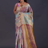 Silver Kanjivaram Tissue Designer Saree