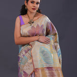 Silver Kanjivaram Tissue Designer Saree