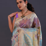 Silver Kanjivaram Tissue Designer Saree