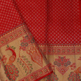 Red Kanjivaram Silk Saree With Tissue Border
