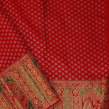 Vibrant Red Kanjivaram Silk Saree With Tissue Border