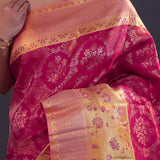 Purple Red Kanjivaram Silk Saree With Tissue Border