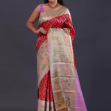 Vibrant Red Kanjivaram Silk Saree With Tissue Border