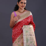 Vibrant Red Kanjivaram Silk Saree With Tissue Border