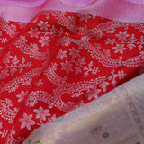 Vibrant Red Kanjivaram Silk Saree With Tissue Border