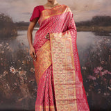 Bright Maroon Kanjivaram Silk Saree With Designer Border