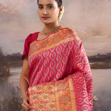 Bright Maroon Kanjivaram Silk Saree With Designer Border