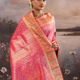 Bright Maroon Kanjivaram Silk Saree With Designer Border