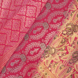 Bright Maroon Kanjivaram Silk Saree With Designer Border