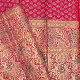 Bright Maroon Kanjivaram Silk Saree With Designer Border