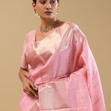 Tulip Pink Kanjivaram Silk Saree With Floral Butti'S