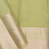 Olive Yellowish Green Kanjivaram Silk Saree With Khadi Border