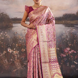 Boysenberry Magenta Kanjivaram Silk Saree With Jaal Pattern