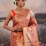 Red Kanjivaram Silk Saree With Brocade Design