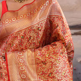 Red Kanjivaram Silk Saree With Brocade Design