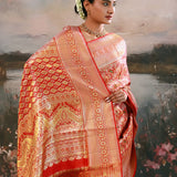 Red Kanjivaram Silk Saree With Brocade Design