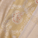 Fawn Yellow Kanjivaram Tissue Saree With Floral Jaal