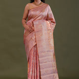 Chestnut Brown Kanjivaram Tissue Saree With Designer Border