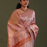 Chestnut Brown Kanjivaram Tissue Saree With Designer Border