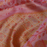 Orange Kanjivaram Tissue Saree With Checks Pattern