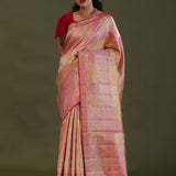 Light Orange Kanjivaram Tissue Saree With Meenakari Design