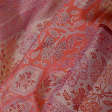 Peach Orange Kanjivaram Tissue Saree With Meenakari Design