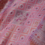 Soft Pink Kanjivaram Tissue Saree With Checks Pattern
