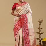 Peach Gold Kanjivaram Tissue Saree With Designer Border