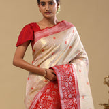 Peach Gold Kanjivaram Tissue Saree With Designer Border