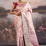 Dark Purple Kanjivaram Tissue Saree With Rangkat Design