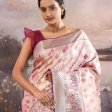 Dark Purple Kanjivaram Tissue Saree With Rangkat Design