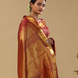 Maroon Kanjivaram Silk Saree With Oosi Checks