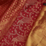 Dark Red Kanjivaram Silk Saree With Peacock Motifs