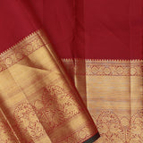 Dark Red Kanjivaram Silk Saree With Peacock Motifs