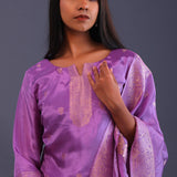Lilac Banarsi Silk Butti Kurti Set