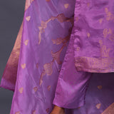 Lilac Banarsi Silk Butti Kurti Set