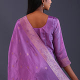 Lilac Banarsi Silk Butti Kurti Set