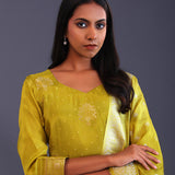 Lime Green Banarsi Silk Butti Kurti Set