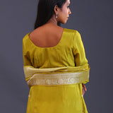 Lime Green Banarsi Silk Butti Kurti Set