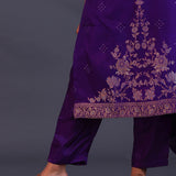 Deep Violet Banarsi Silk Butti Kurti Set