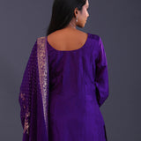 Deep Violet Banarsi Silk Butti Kurti Set