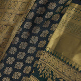 Dark Jungle Green Kanjivaram Silk Saree With Floral Motifs