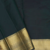 Dark Jungle Green Kanjivaram Silk Saree With Floral Motifs