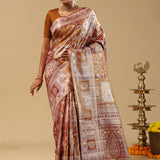 Caramel Brown Kanjivaram Tissue Saree With Designer Border