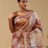 Caramel Brown Kanjivaram Tissue Saree With Designer Border