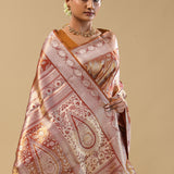 Caramel Brown Kanjivaram Tissue Saree With Designer Border