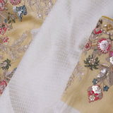 Silver Banarasi Tissue Saree With Contrast Dusty Yellow Border