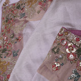 Silver Banarasi Tissue Saree With Contrast Twilight Lavender Border